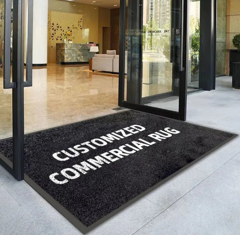 China OEM Design Personalized Logo Anti-slip Entryway Carpets Nylon Indoor Outdoor Household Commercial Rubber Door Mat Manufacturers, Supplier