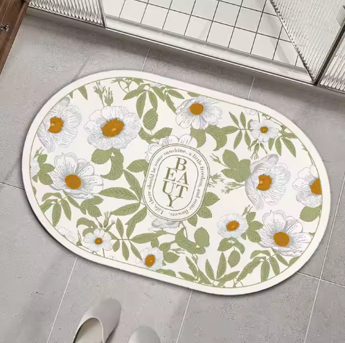 China Nordic Style Bathroom Toilet Soft Mat Easy Dry Door Pad Household Non Slip Foot Retro Flower Cloth Absorbent Carpet Supplier, Factory