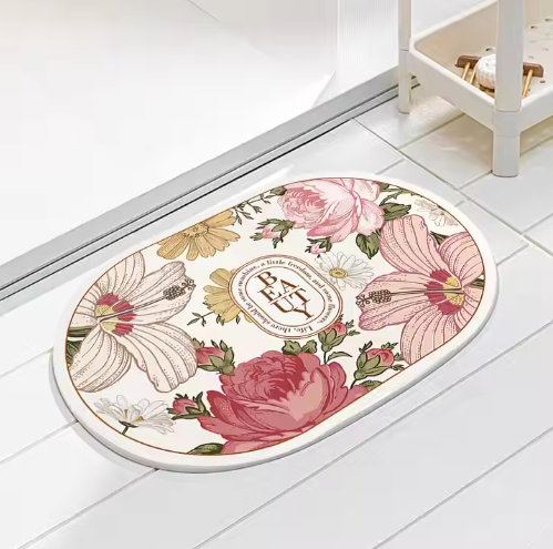 China Nordic Style Bathroom Toilet Soft Mat Easy Dry Door Pad Household Non Slip Foot Retro Flower Cloth Absorbent Carpet Supplier, Factory