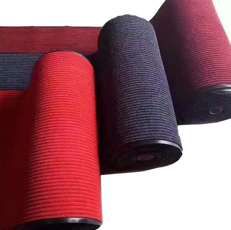 China  Non Slip Indoor Outdoor Double Ribbed Door Mat Stripe Floor Carpet with PVC Backing Factory, Factories