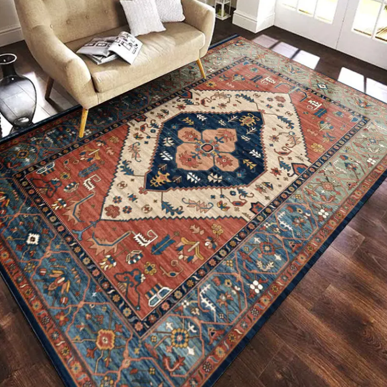 China Customized Persian Vintage Design Polyester Tufted Wholesale Soft Thick Washable Bohemia Bedside Sofa Rugs Bedroom Tapis Suppliers, Factories