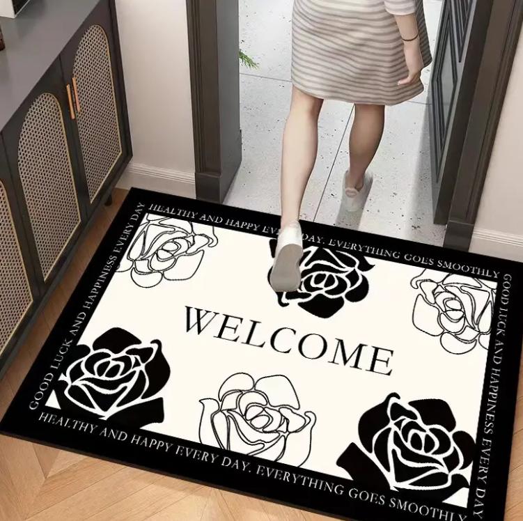China Scissor door restaurant rectangular pattern polyester short velvet carpet diatom mud bathroom carpet Manufacturer, Manufacturers