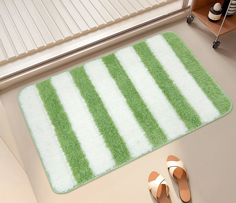 China Striped floor mat Non Slip Bath Mat Soft and Water Absorbent Rug Machine Washable Plush Mat for Bathroom Laundry Room and Living Manufacturers, Factories