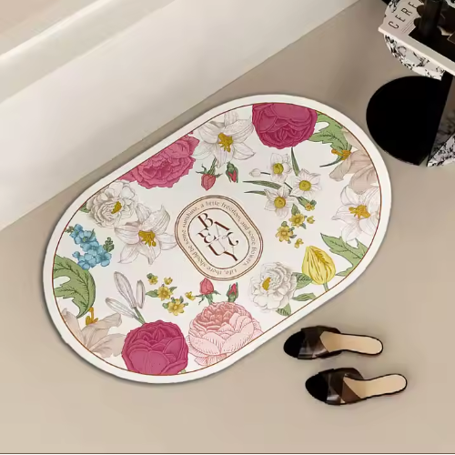 China Nordic Style Bathroom Toilet Soft Mat Easy Dry Door Pad Household Non Slip Foot Retro Flower Cloth Absorbent Carpet Supplier, Factory
