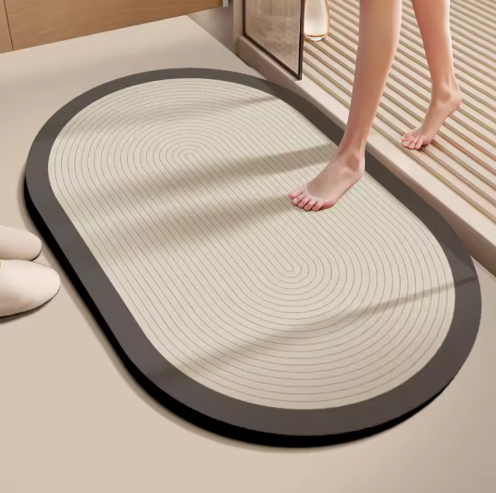 High-Quality Modern Anti-Slip Grey Print Diatom Mud Floor Mat Rubber Water Absorbent Bathroom and Kitchen Carpet for Home Decoration Suppliers, Factory