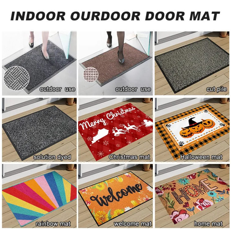 China Hot Sales Classic Cut Pile Door Mat for Entrance Anti-slip Double-ribbed Floor Mat with Custom Logo Rubber Door Mat Factory, Factories