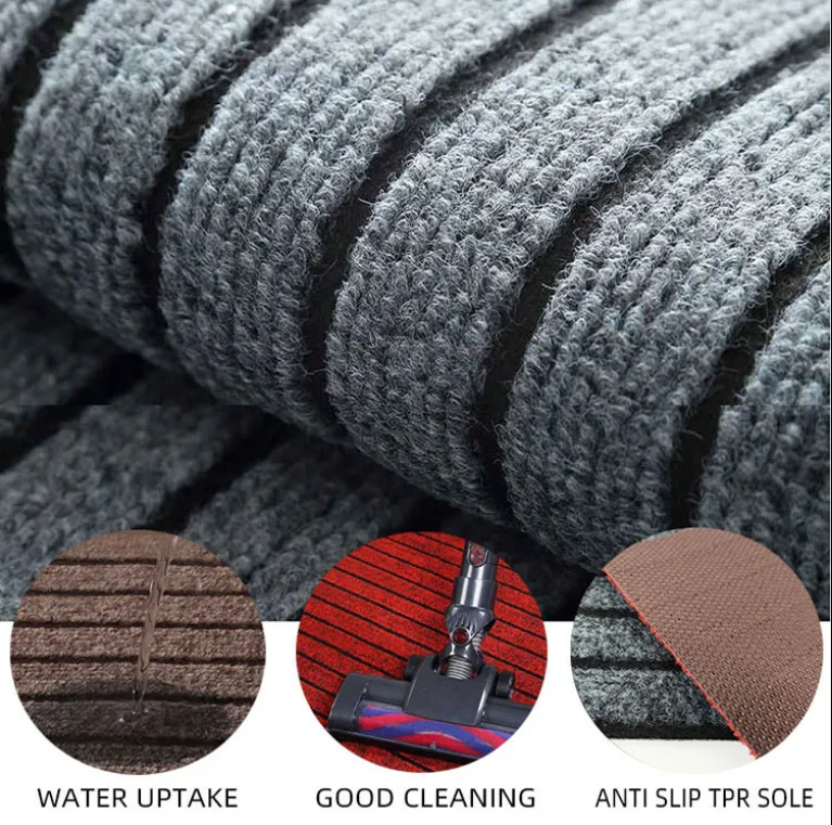 China Large Seven Striped Outdoor Indoor Entrance Doormat Low Profile Home Carpet Door Mats with Anti-Skid TPR Back Factory, Factories