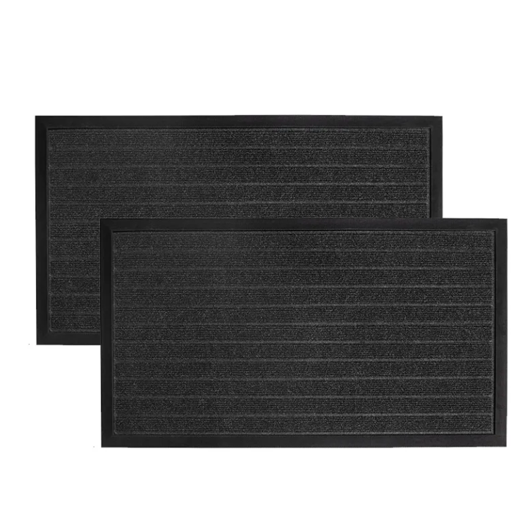 China professional manufacturer double stripe door mat waterproof pvc backing Polyester floor welcome door mat Manufacturers, Factory