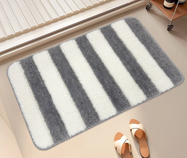 China Striped floor mat Non Slip Bath Mat Soft and Water Absorbent Rug Machine Washable Plush Mat for Bathroom Laundry Room and Living Manufacturers, Factories