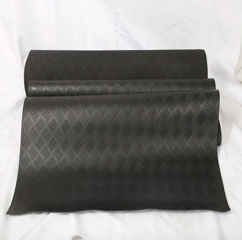 High-Quality Anti Slip Black Garage Rubber Mat Flooring Custom Pattern Corrugated Fine Ribbed Grooved Coin Rubber Sheet Suppliers, Factories