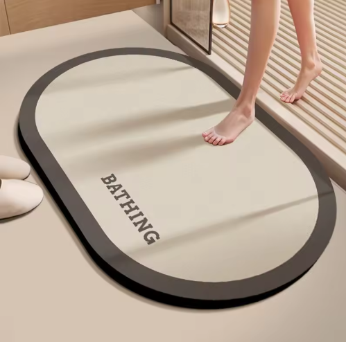High-Quality Modern Anti-Slip Grey Print Diatom Mud Floor Mat Rubber Water Absorbent Bathroom and Kitchen Carpet for Home Decoration Suppliers, Factory