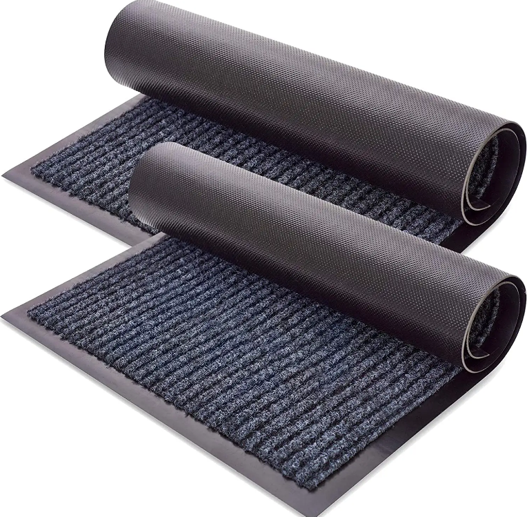 China Non slip entrance doormat custom polyester stripe floor carpet ribbed outdoor door mat Suppliers, Factory