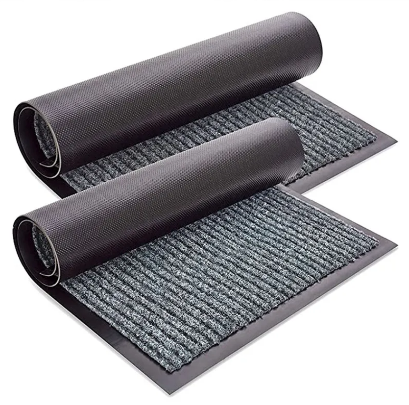 High-Quality Double Ribbed Striped Mats Entrance pvc Floor Mat Black/Red/Grey Polyester Door Mat Supplier, Factories
