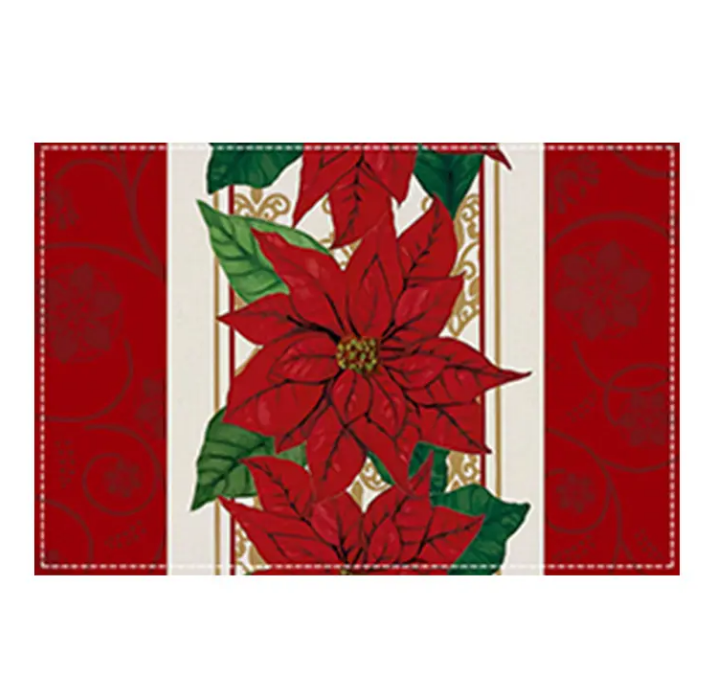 China Christmas Tree Bell Print Placemat Red Striped Checkered Linen Table Mat Custom Home Decor Dining Table Mat Manufacturer, Factory
