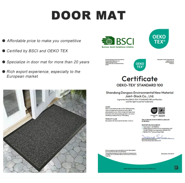 High-Quality Mud Scraping Pad cut pile Entrance Door Mat for Home with Anti-skid Rubber Supplier, Factories