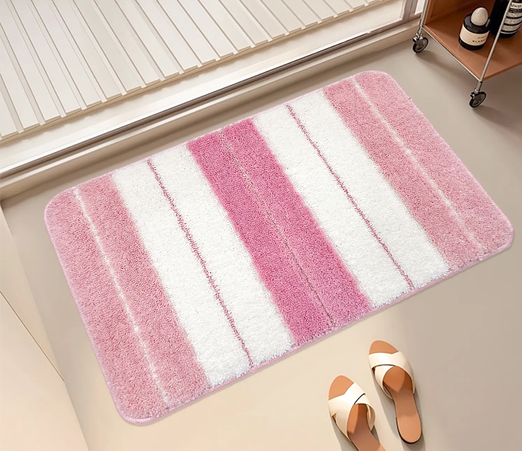 China Striped floor mat Non Slip Bath Mat Soft and Water Absorbent Rug Machine Washable Plush Mat for Bathroom Laundry Room and Living Manufacturers, Factories