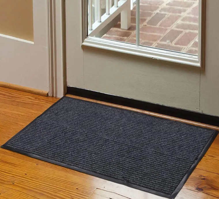 China Non slip entrance doormat custom polyester stripe floor carpet ribbed outdoor door mat Suppliers, Factory