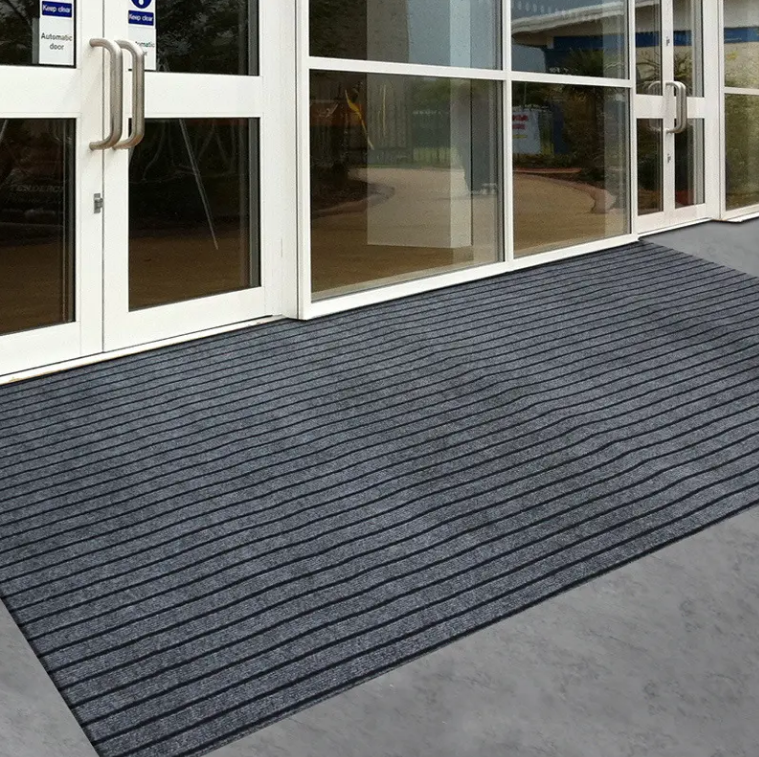 High-Quality Customizable Black Red Grey Double Ribbed Striped Mats Entrance pvc Floor Mat blank door mat floor rug for gym commercial shop Manufacturers, Factory