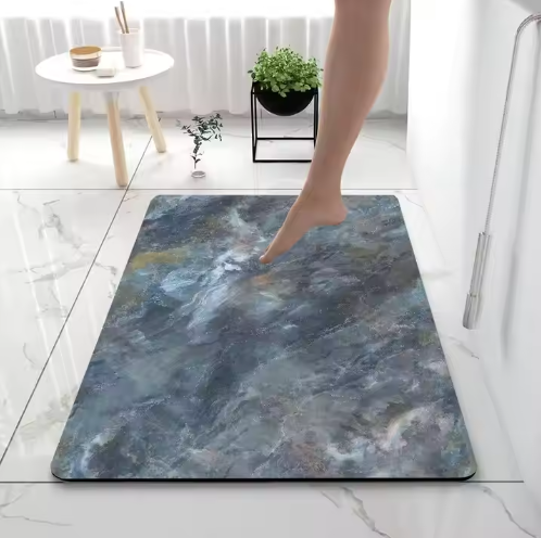 High-Quality Modern Marble Pattern Bathroom Door Mats Non slip Absorbent Diatomite Bath Mat Manufacturers, Factories