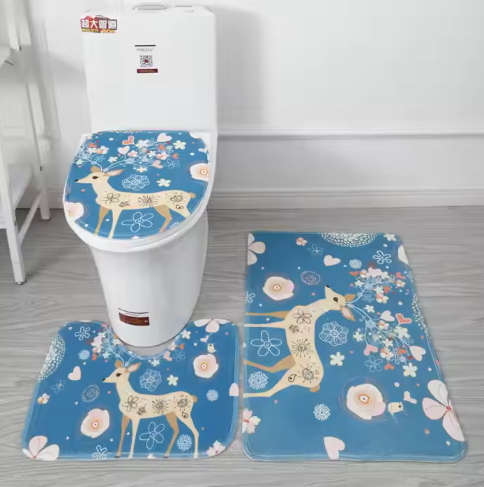 China Water Absorption Non-Slip Bath Rug U-Shaped Toilet Mats Memory Foam Carpet Area Rugs Bathroom Mat Set Supplier, Factories