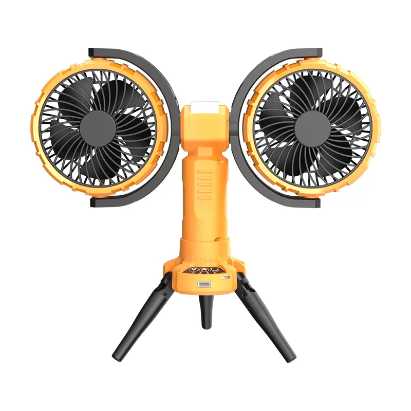 Custom F7300 Portable 8000mAh Rechargeable Dual-Heads Oscillating Outdoor Camping Fan Manufacturer, Factories