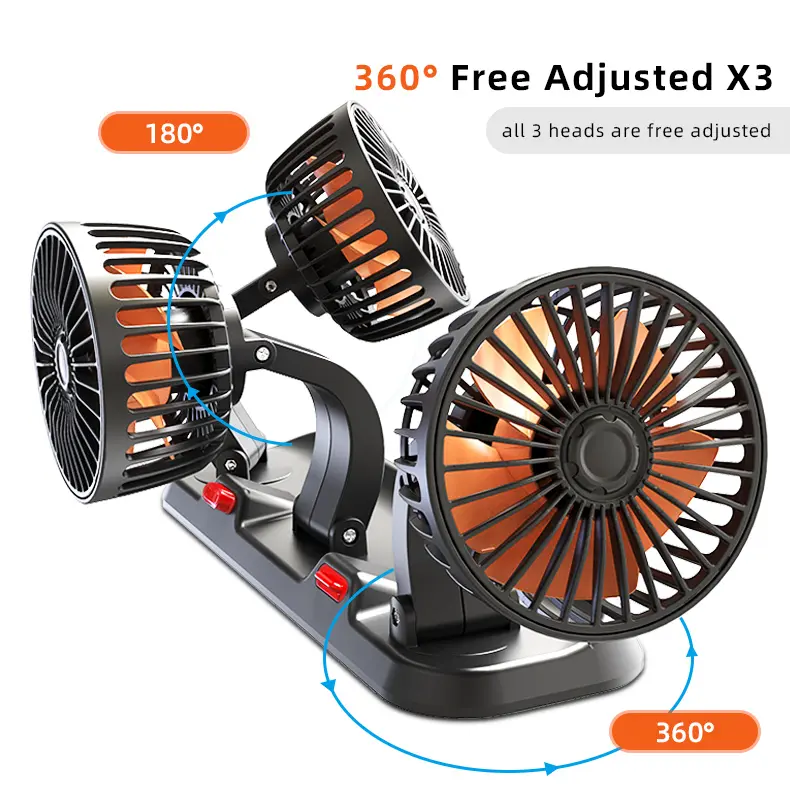 Wholesale F4310 Triple Three Heads Foldable Car Fan 5V 12V 24V Suppliers, Factory