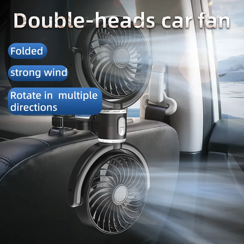 Custom F4209 Double Heads Car Seat Back Fan 360 Degree Cooling Fan Manufacturer, Supplier