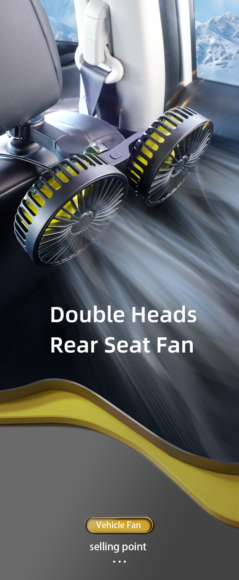 Dual Heads Car Fan 1