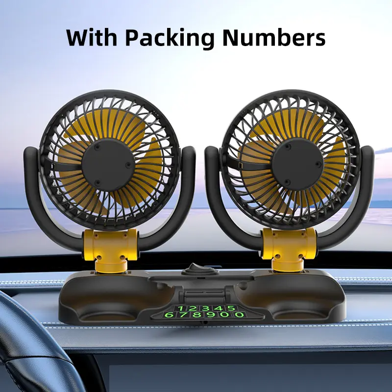 Wholesale F4502 Double Heads Car Fan 5V 12V 24V 4.5 Inches Manufacturers, Suppliers