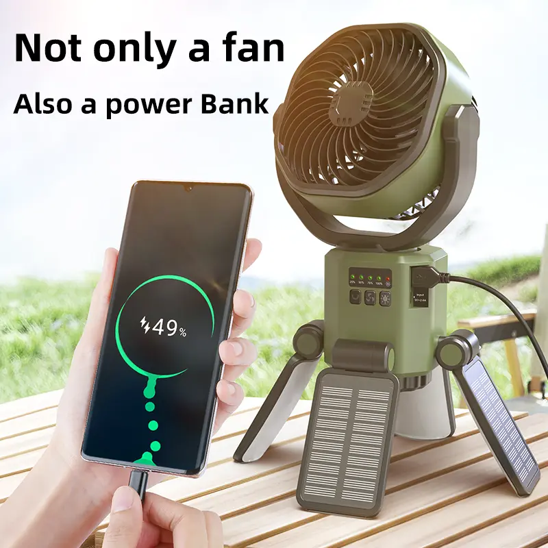Wholesale F6611 Solar Camping Fan with LED Light Oscillating Supplier, Factories