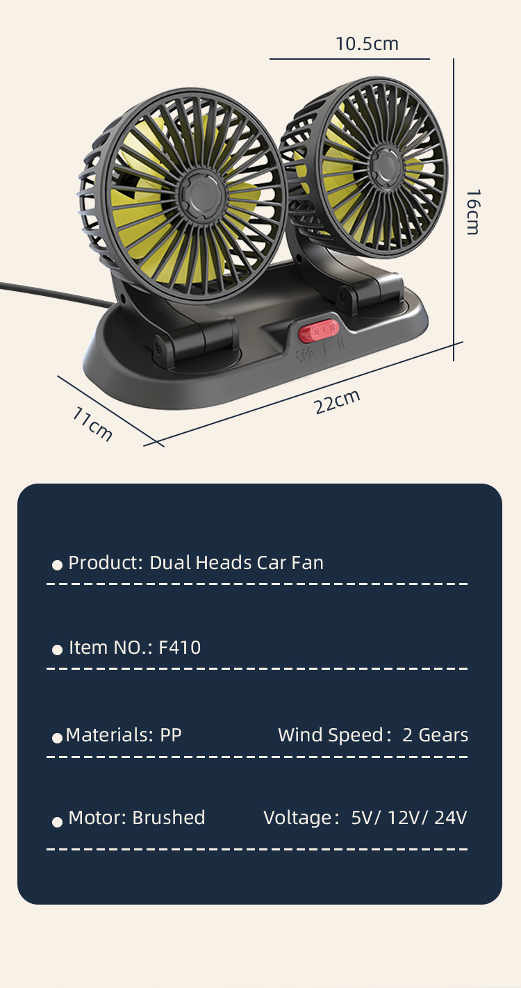 Double Heads Car Fan Detail 3