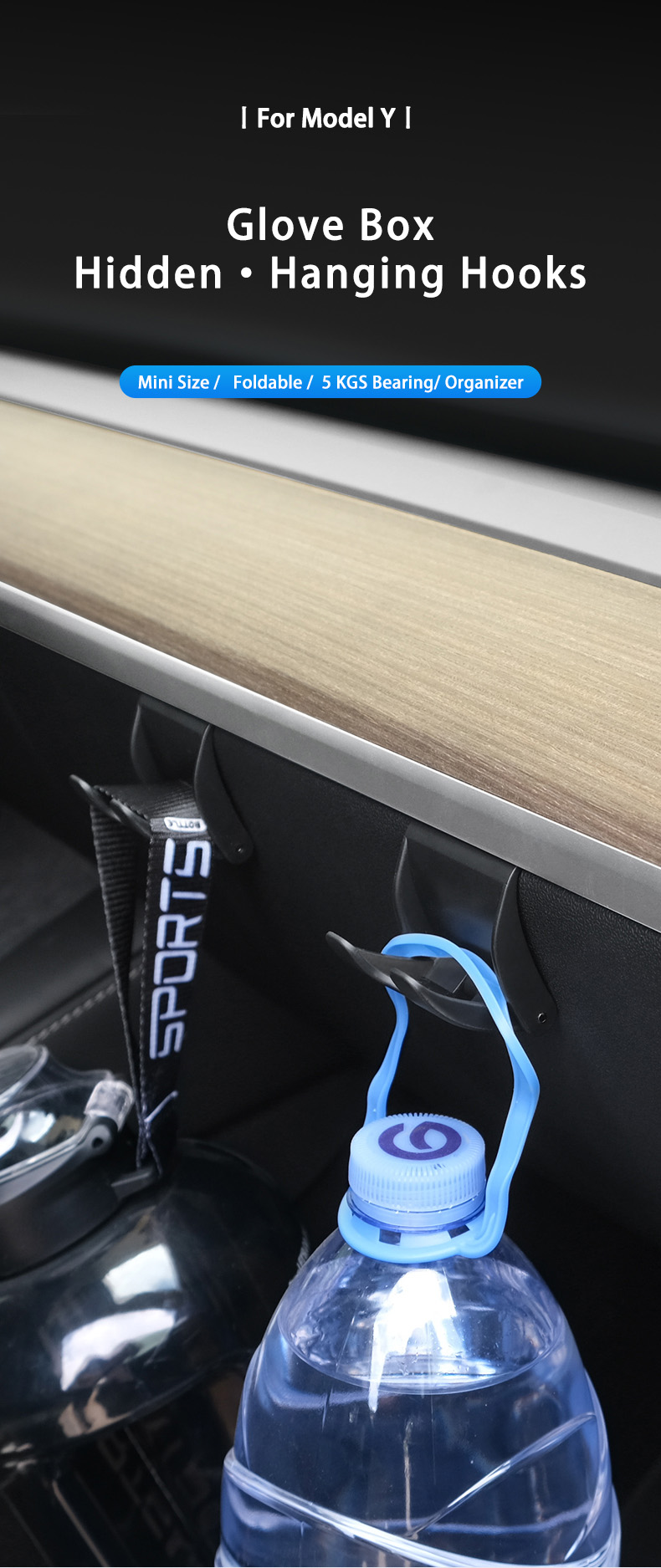 Tesla Model Y Glove Box Hook Detail 1