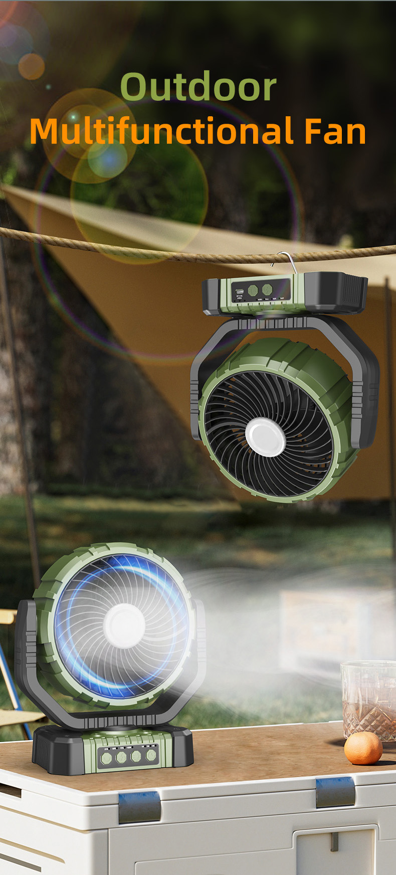 Multifunctional Outdoor Rechargeable Fan detail 2