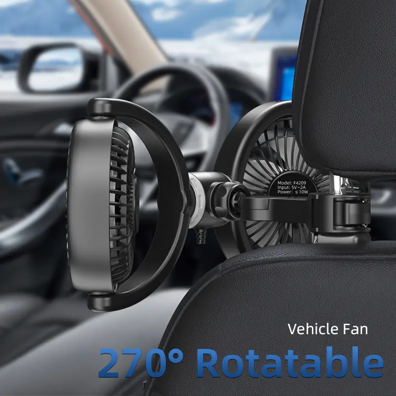 Custom F4209 Double Heads Car Seat Back Fan 360 Degree Cooling Fan Manufacturer, Supplier