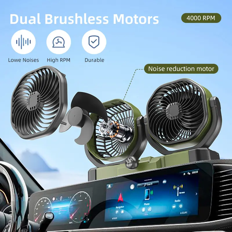 Custom F6603 Upgraded Dashboard Dual Heads Car Fan for Truck OEM ODM Suppliers, Factories
