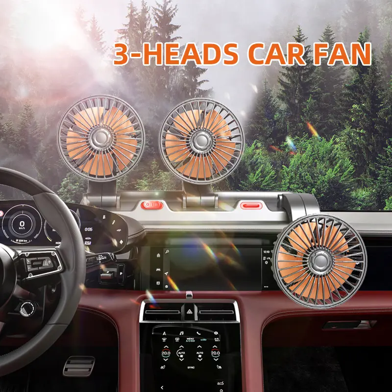 Wholesale F4310 Triple Three Heads Foldable Car Fan 5V 12V 24V Suppliers, Factory