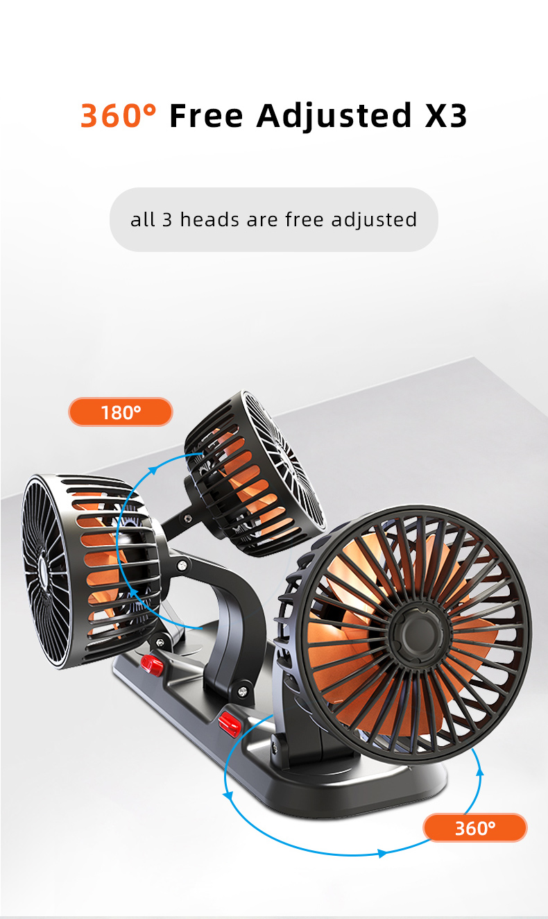 Triple Head Car Fan Detail 4