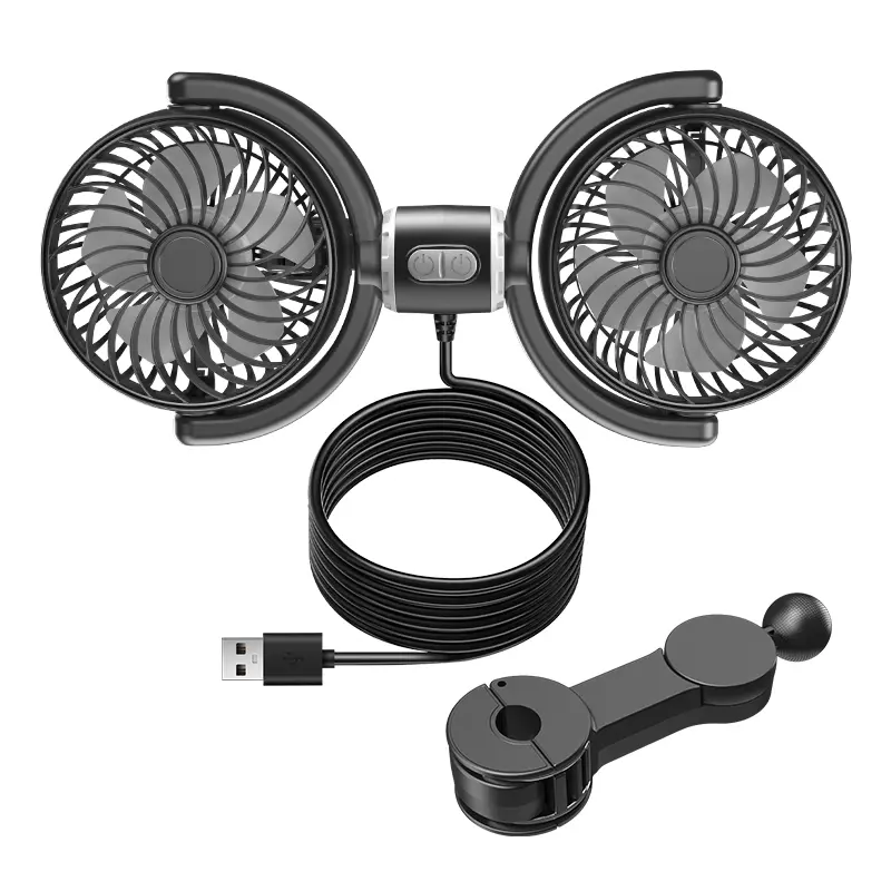 Custom F4209 Double Heads Car Seat Back Fan 360 Degree Cooling Fan Manufacturer, Supplier