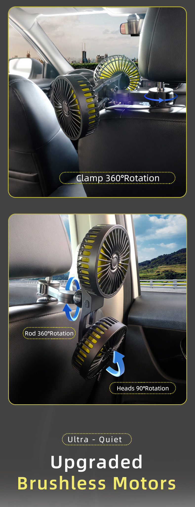Dual Heads Car Fan 3