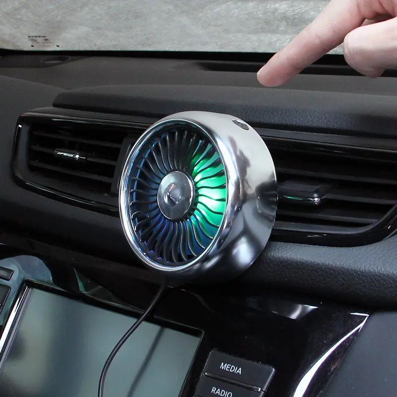 Custom F102 Mini USB Fan for Car Air Vent with LED Factory, Factories