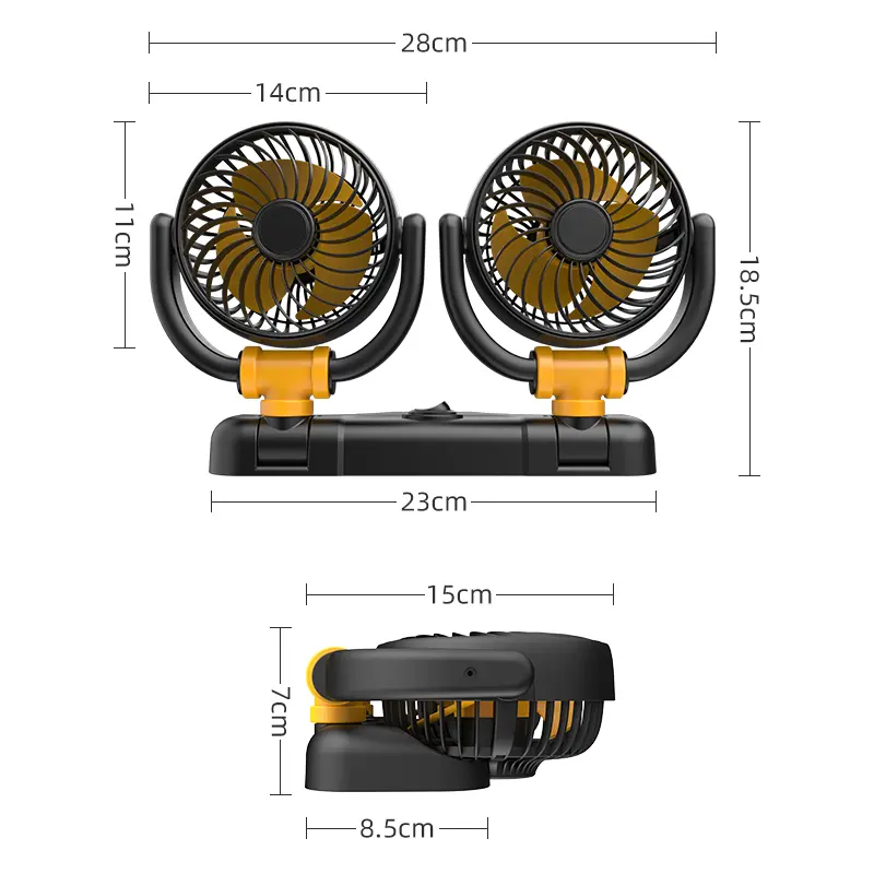 Wholesale F4502 Double Heads Car Fan 5V 12V 24V 4.5 Inches Manufacturers, Suppliers