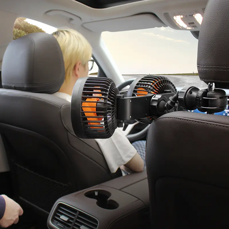 Custom Car Headrest Fan Double Heads 5 Inches Strong Power F6207 Supplier, Factories