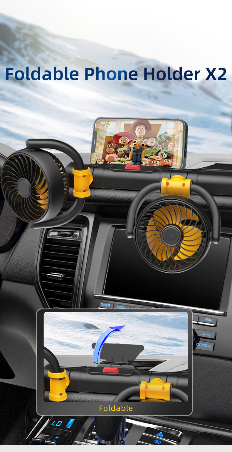 Triple Heads Car Fan View 7