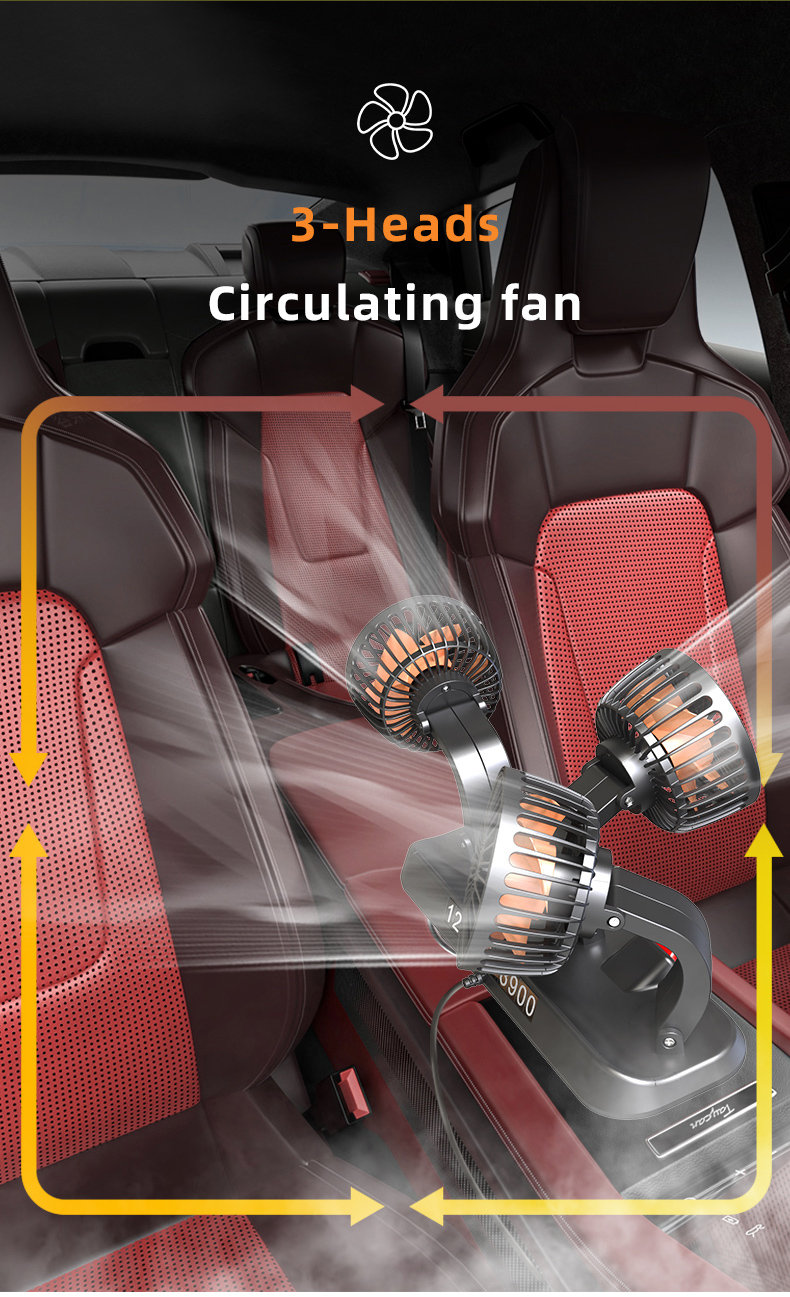 Triple Head Car Fan Detail 3
