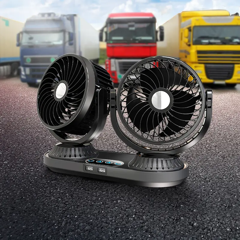 Custom Oscillating Double Heads Car Fan for Truck SUV RV 12-24V F623U Manufacturers, Supplier