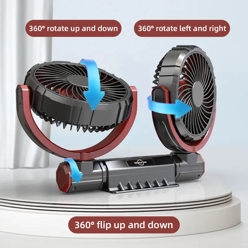 Wholesale 6 Inches Foldable Dual-heads Car Fan F7201 Suppliers, Factories