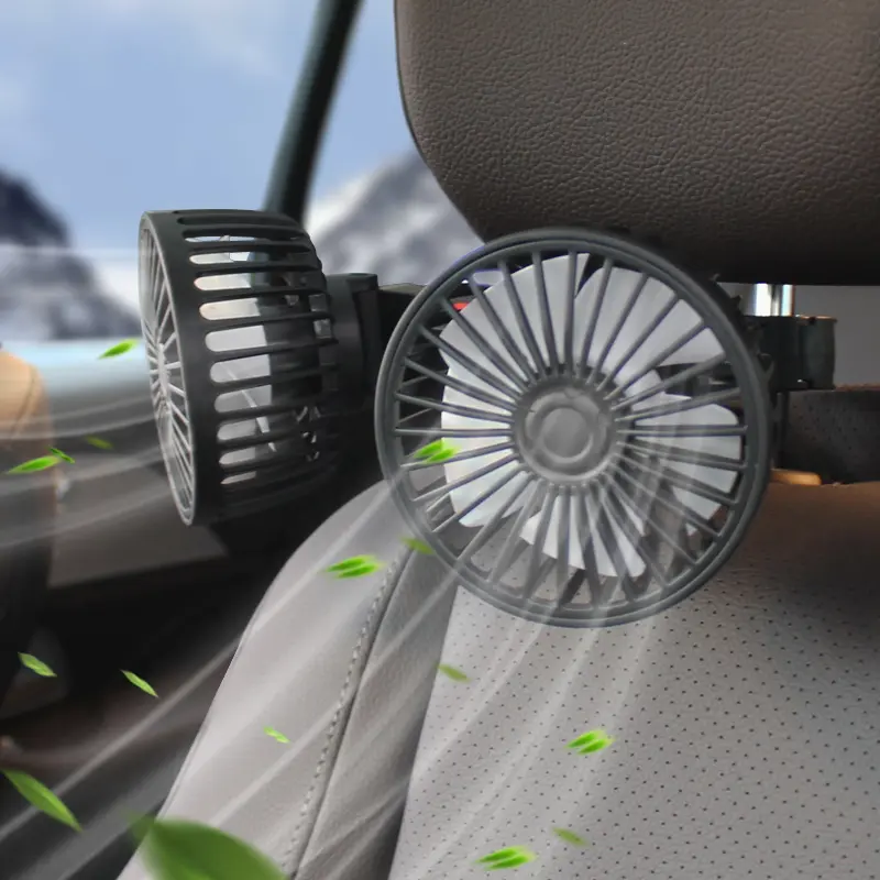 Custom F4207 Dual Heads Car Seat Fan Strong Wind Power Factory, Factories