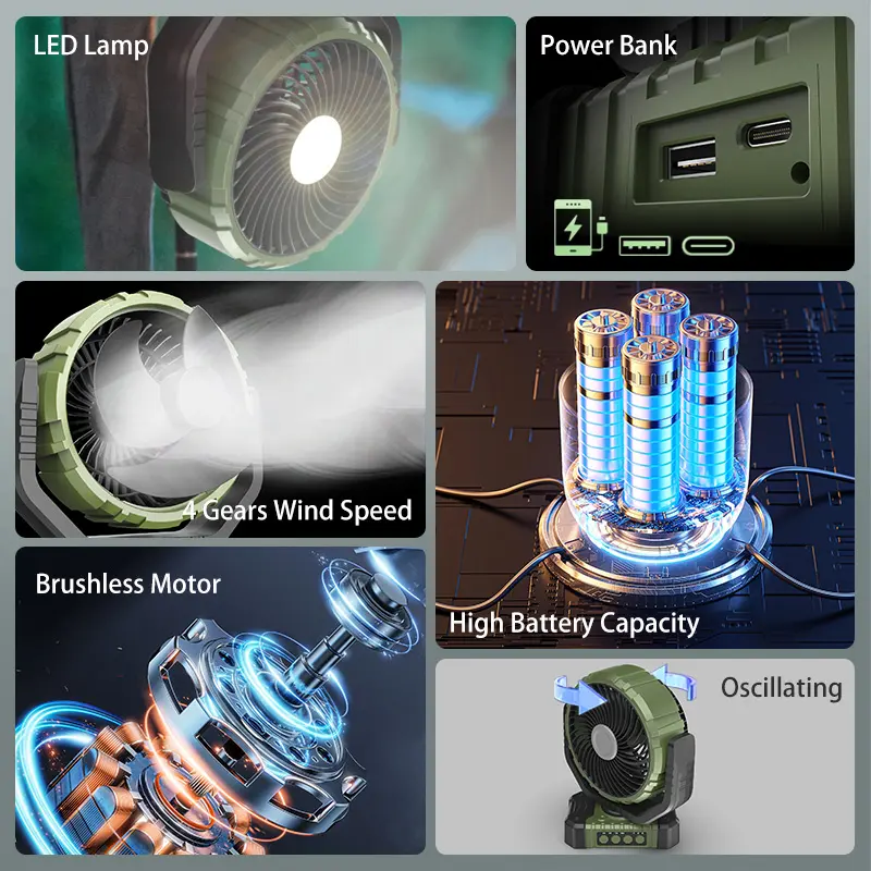 Wholesale F8101 F8102 Multifunctional Outdoor Rechargeable Standing Fan with LED Lamp Manufacturer, Manufacturers