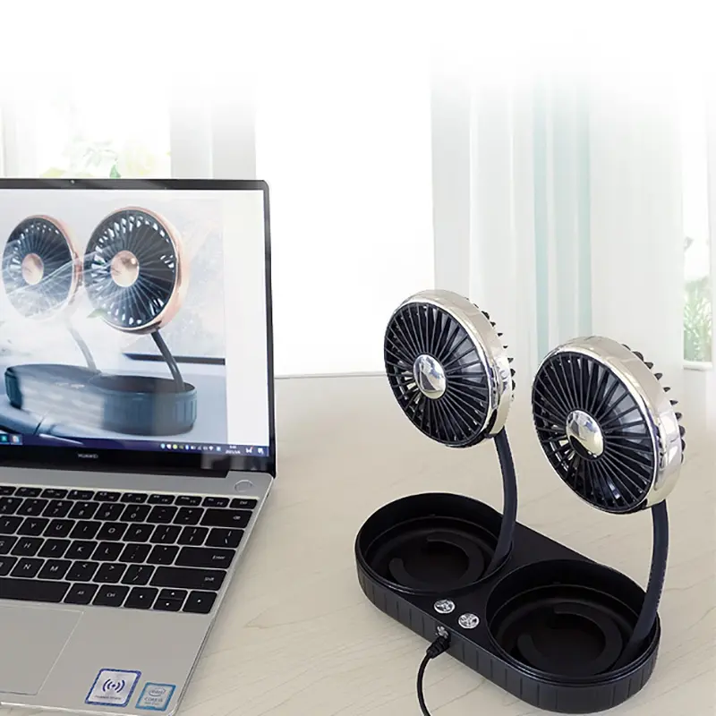 Custom USB Silicone Hose Car Fan Brushless Motors 2 Heads F303 Manufacturers, Factory