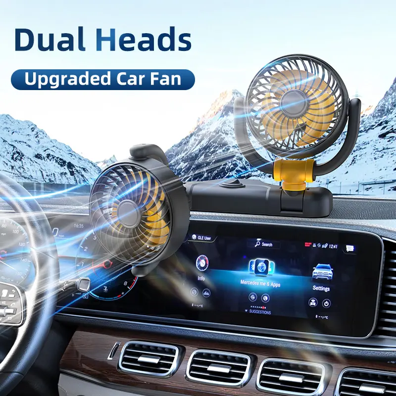 Wholesale F4502 Double Heads Car Fan 5V 12V 24V 4.5 Inches Manufacturers, Suppliers